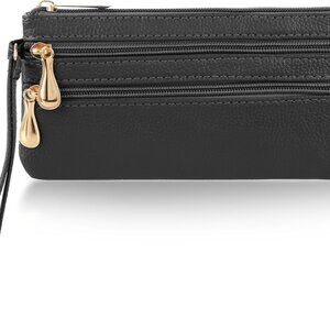 Wristlet Clutch Purse, Soft Leather Long Multi-pocket Wrist Bag With Strap Porta